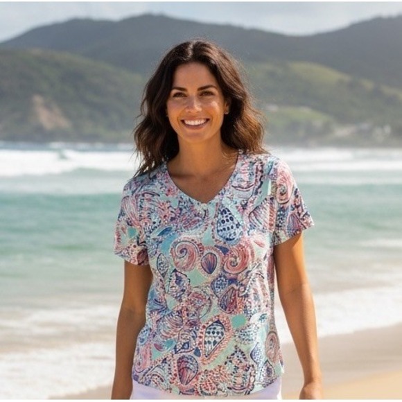 Lilly Pulitzer Tops - New Lilly Pulitzer Shell Me About It Karrie Crew Neck Top T Shirt Size Large L